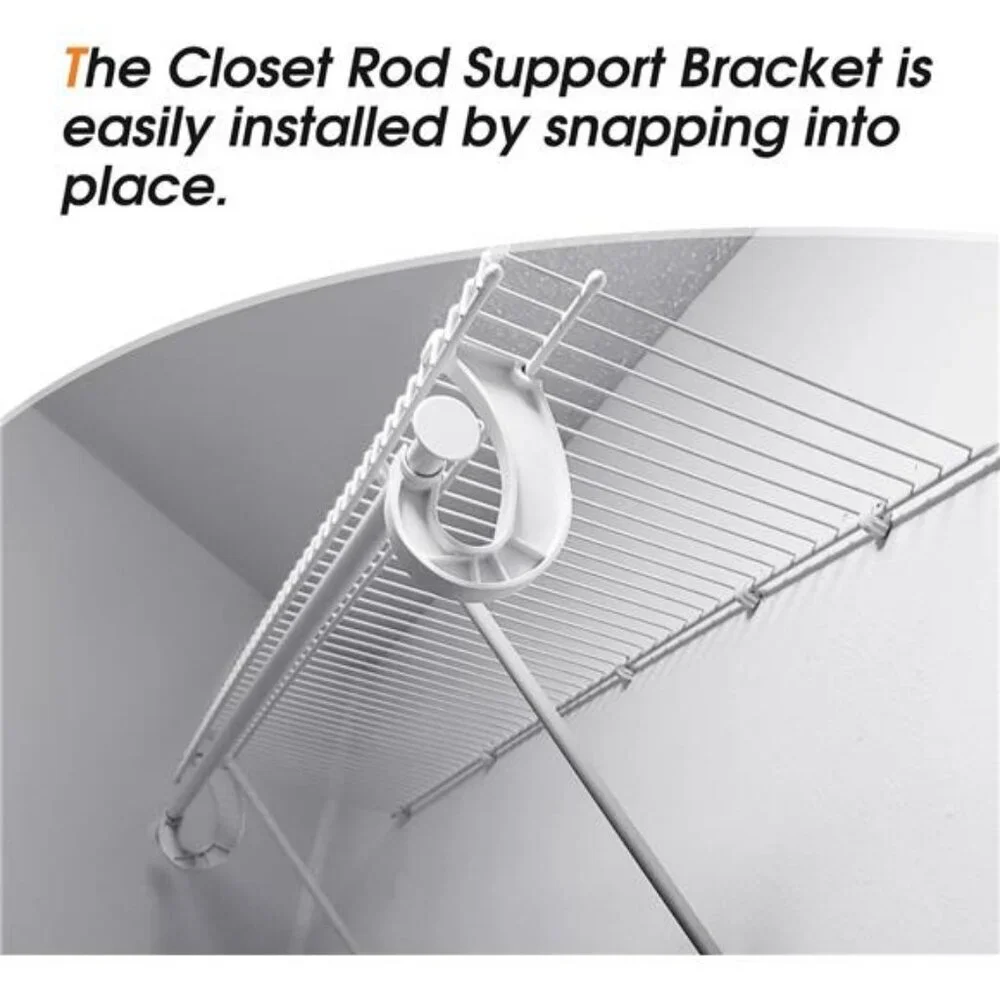Closet Rod Support Brackets J Shaped Hanging Clothes Rack Holders Set of 4 Pack